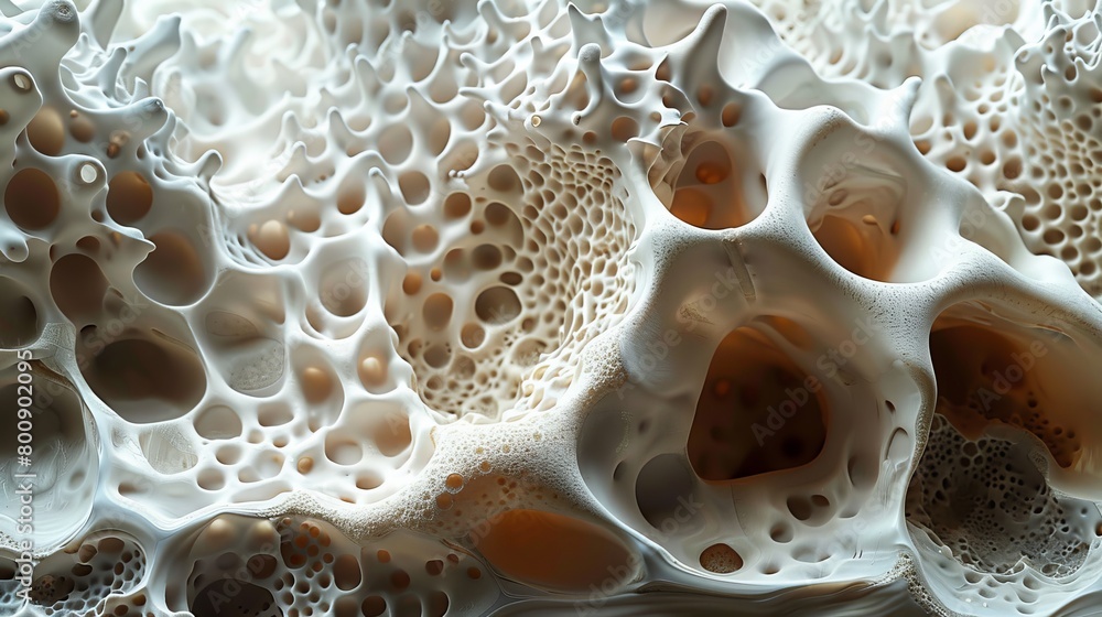 Poster depict the structure and function of different types of bone tissue, including compact bone, spongy 