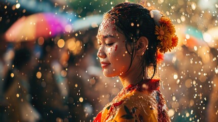 Immerse in the Songkran Festival. Generative Ai.