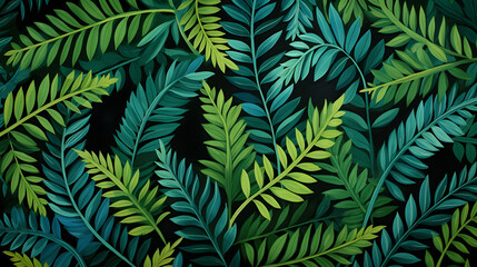 Digital vintage gouache art ferns pattern abstract graphic poster web page PPT background