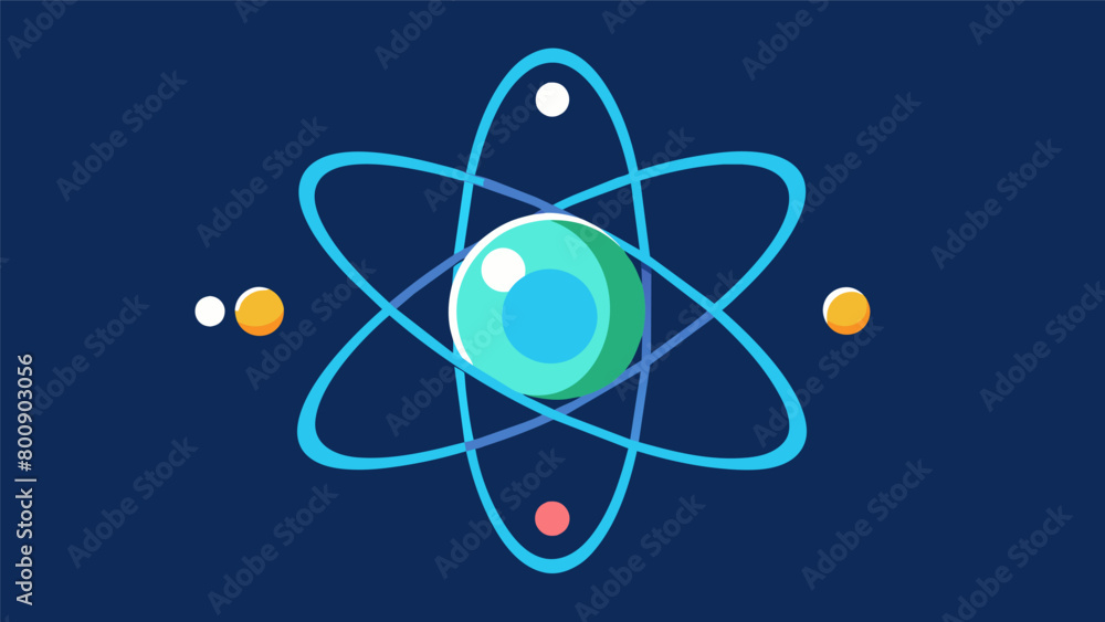 Aufkleber wedged between two protons a minuscule symbol of personal insecurities radiates with a pale blue lig