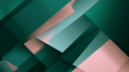 bold geometric shapes of emerald green and soft pink, ideal for an elegant abstract background
