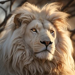 a majestic photo of a white lion