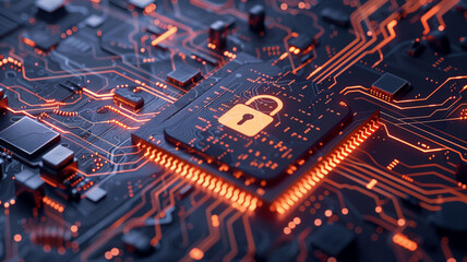 Hardware Encryption: Secure Microchip with Padlock