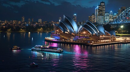 Lighting Up the Night: Vivid Sydney's Electric Atmosphere. Generative Ai.