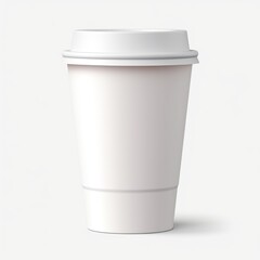 plain coffee cup mockup with lid on white background