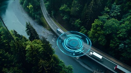 Innovative Truck Traveling on HighTech Riverbed Equipped with Energy Shield Protection