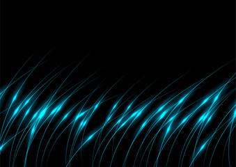 Blue glowing neon wavy lines abstract elegant background. Vector digital art design