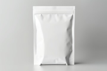 plain white plastic coffee beans packaging for mockup with grey background