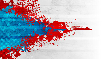 Grunge blot concept USA flag abstract background. Vector American design