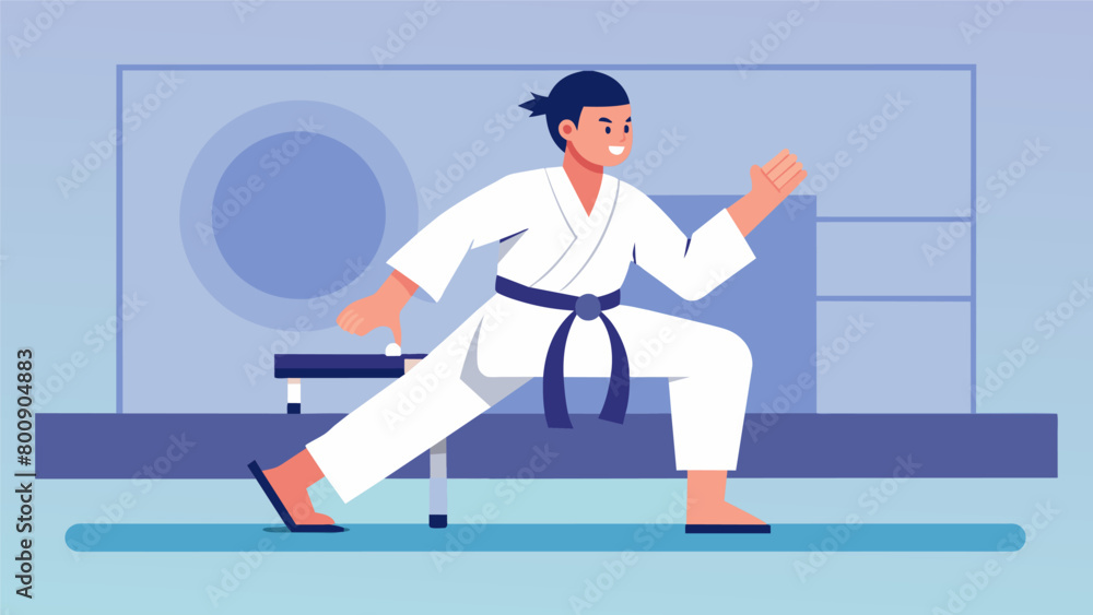 Poster with the use of adaptive equipment a person with limited mobility is able to practice kata moves in 