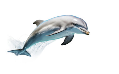 Playful Dolphin Art Isolated On Transparent Background PNG.