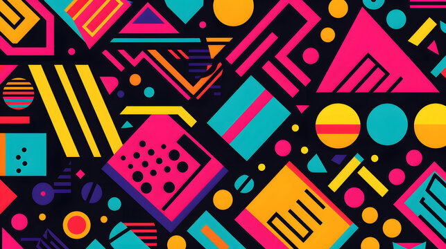 Digital retro fabric print geometric pattern graphics poster background