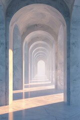 Futuristic Sci-Fi Corridor With Bright Light At The End Of The Tunnel