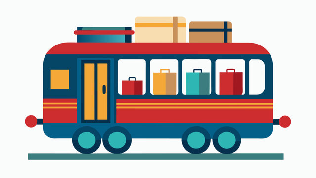 A picture of a train car with designated areas for passengers to stow away bulky items or mobility aids.. Vector illustration