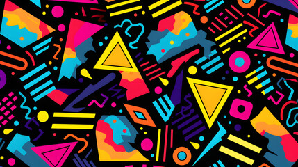 Digital retro fabric print geometric pattern graphics poster background