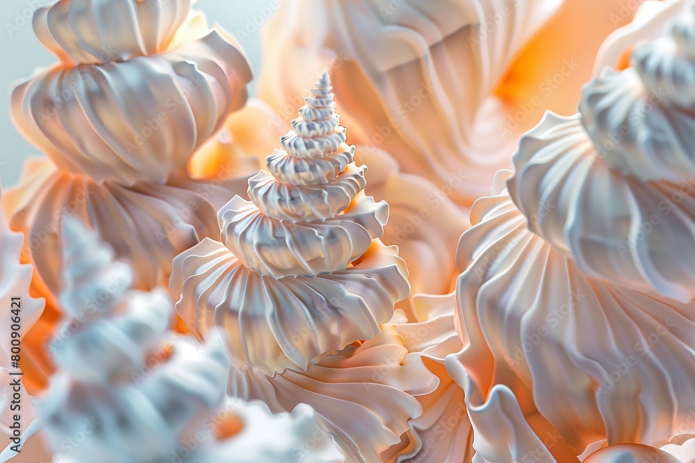 Poster a close up of a shell with a spiral pattern