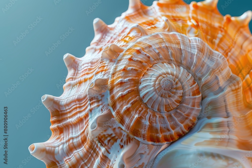 Poster a close up of a shell with a spiral pattern