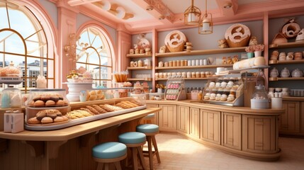 European style bakery shop interior