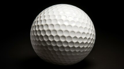 A white golf ball on a black background
