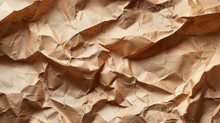 Close-up of crumpled brown paper texture