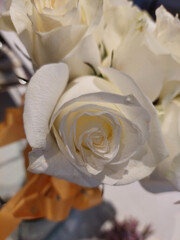 An Elegant Bouquet of White Roses for the Wedding.