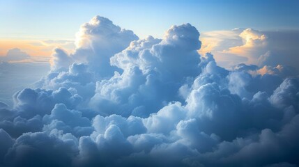 Cumulus cloudscape with blue sky and sunlight
