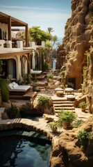 Obraz premium Cliffside resort with private pools and stunning ocean views