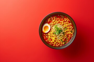 A bowl of ramen noodles with an egg on top