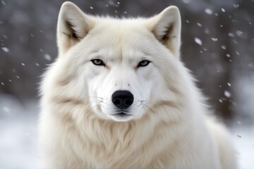 Obraz premium camera arctic snow looking wolf wild wildlife white mammal eye predatory savage untamed fierce observing watchful attentive attention hairy furry fur observant perceptive ready animal creature living'