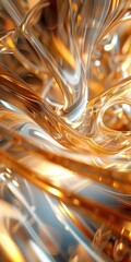 3D rendering of a twisting golden and silver surface