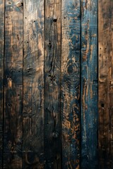 Blue and brown wooden fence planks