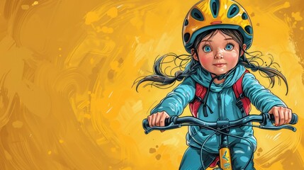 Vektor Stok Child Riding Bike Vector Illustration