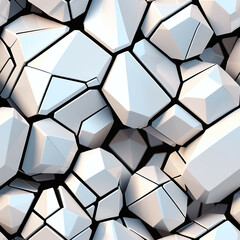 Abstract geometric 3D shapes, Seamless white pattern. Endless background.