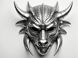 Metallic Dragon mask. Isolated on white background.
