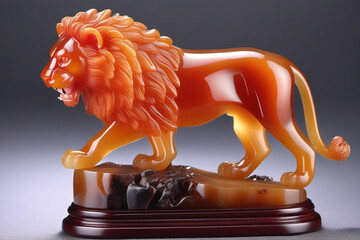 Agate lion figurine. Digital illustration.
