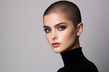 Fototapeta premium A Young Woman with a Buzz Cut