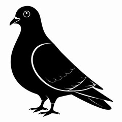 Pigeon of peace silhouette vector art illustration with white background
