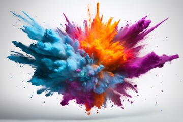 Colorful powder explosion on white background
