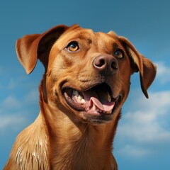 Obraz premium brown dog looking up at the sky