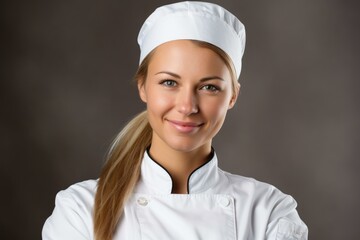portrait of a young female chef smiling