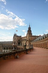 Plaza de Espana (Spain square) in Seville, Andalusia, Spain. Panoramic view of old city Sevilla,...