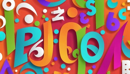 Abstract typography background with stylized letterforms and typographic elements.
