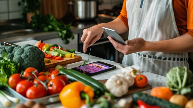 a person using a nutrition tracking app to plan and monitor their meals.