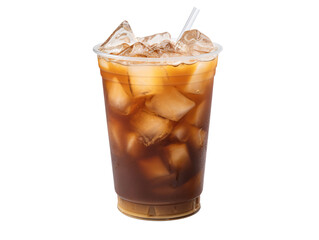 a cup of iced coffee with ice and straw