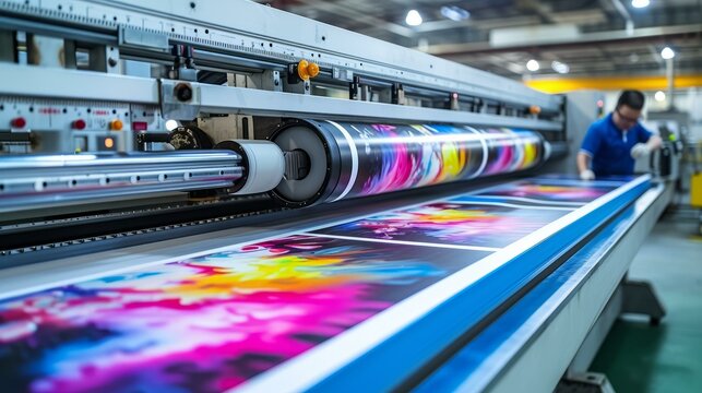 Printing press machine in a printing factory