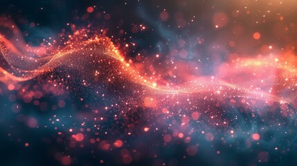 Flowing red and blue particles background