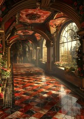 Obraz premium Elegant European Palace Hallway