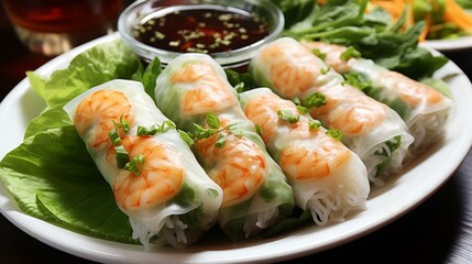 Fresh and Delicious Vietnamese Rice Paper Rolls with Shrimp