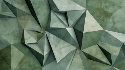 Geometric Shapes in Moss Green and Grey