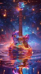 Cosmic Guitar Symphony Glowing in a Neon Dream
